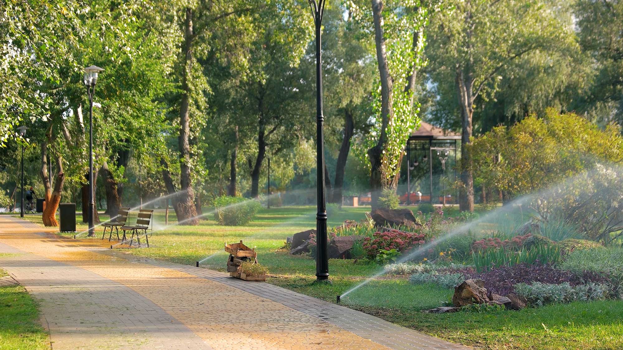 water-sprinkle-system-in-summer-park